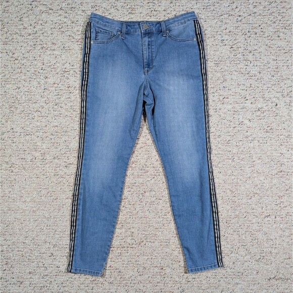 Maison Jules Denim - Maison Jules Skinny Ankle Jeans Womens 10/30 Light Wash Denim Hem Stripe Stretch